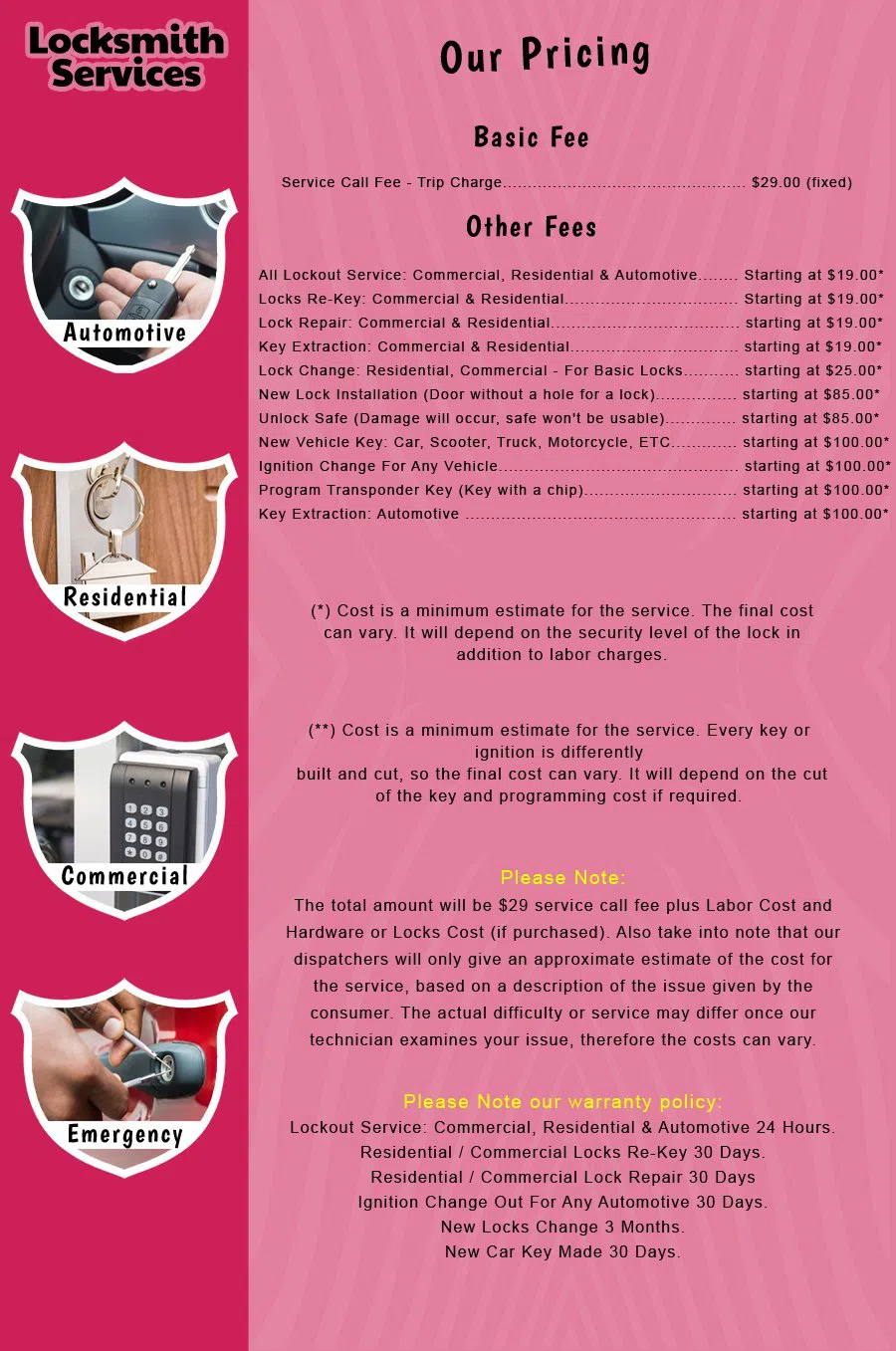 Green Village NJ Locksmith Store Green Village, NJ 973-304-5137 - price-list-c-18
